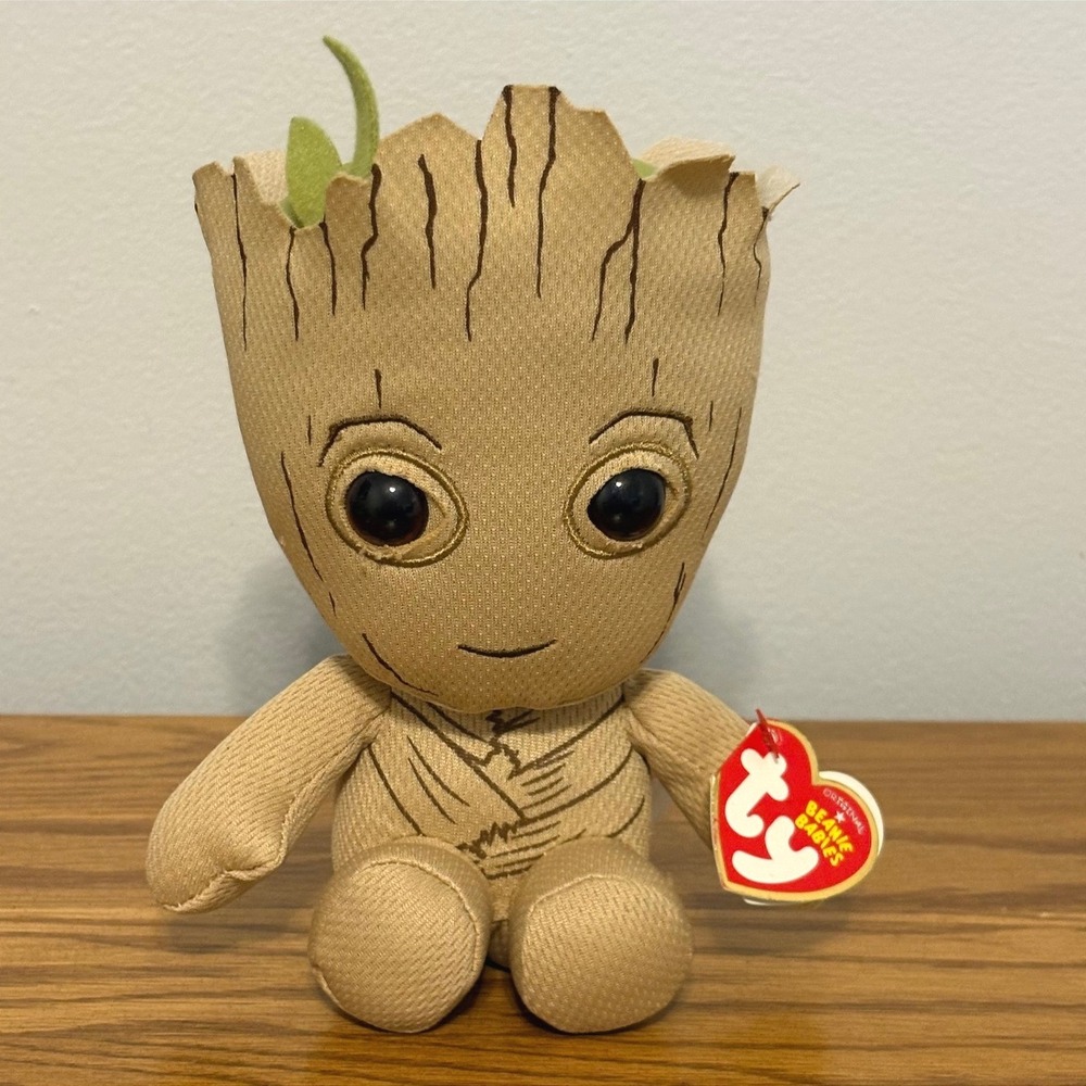 Ty Beanie Babies Marvel Groot Plush Guardians of the Galaxy Tan 2017